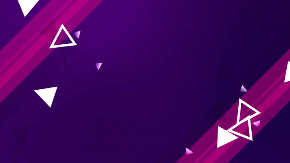 Intro animation with purple background and white triangles